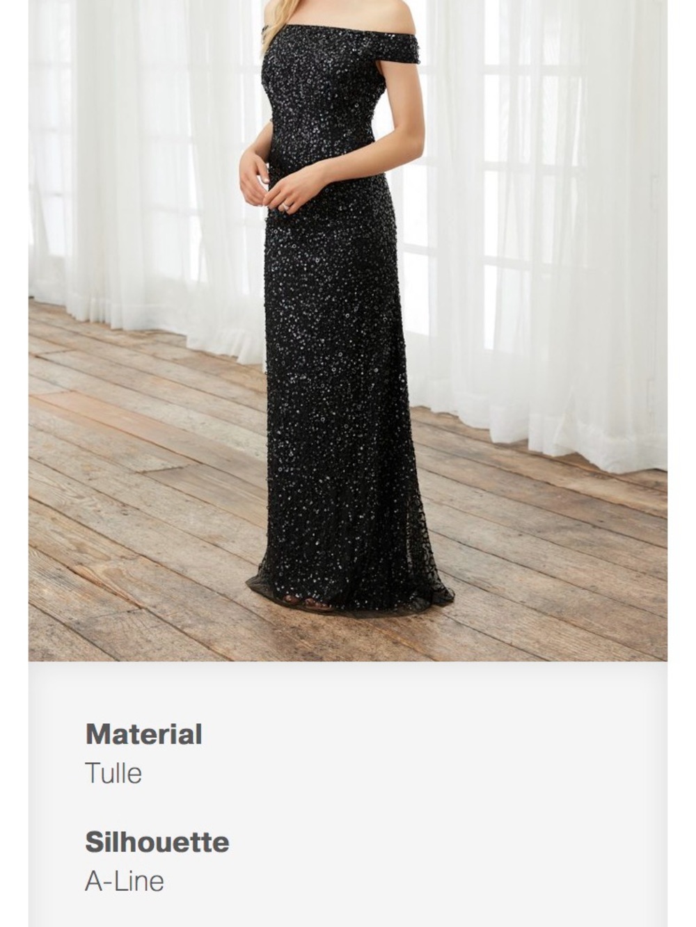 Adrianna Papell Black Off-Shoulder Sequin Maxi Dress